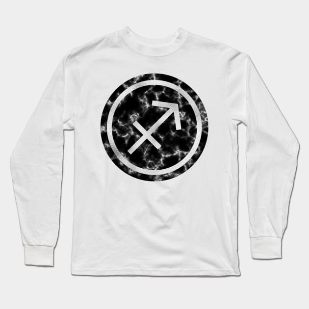 Black Marble Zodiac - Sagittarius Long Sleeve T-Shirt by BiscuitSnack